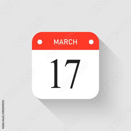 Vector icon page day calendar - 17 March month