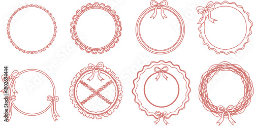 Collection of ornate oval frames with decorative flourishes and swirls