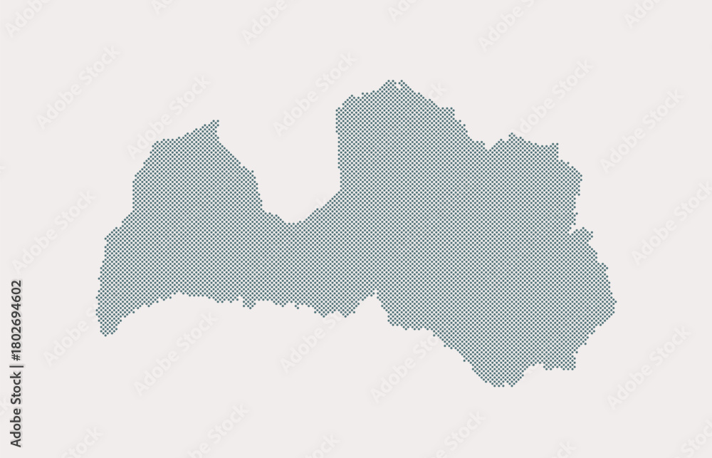 Fototapeta premium Vector map of Latvia from points, dotted template