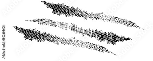 Tire tread marks, wheel textures, tire marks - car racing, motocross, drift, rally, off-road and others. Vector black isolated texture in grunge