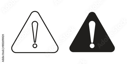 Alert icon flat vector illustration. Black Thin Line Icon Emblem Concept