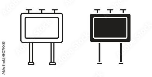 Billboard icon flat vector illustration. Black Thin Line Icon Emblem Concept