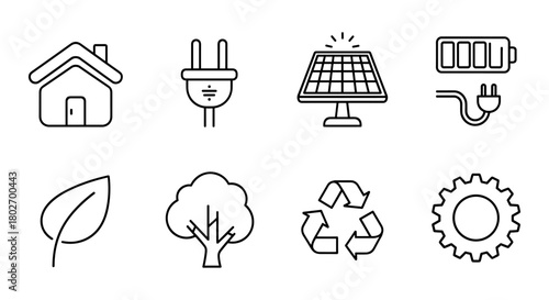 Eco-friendly energy icons: outline collection for sustainable design projects