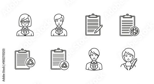 Business and sustainability icons in linear style