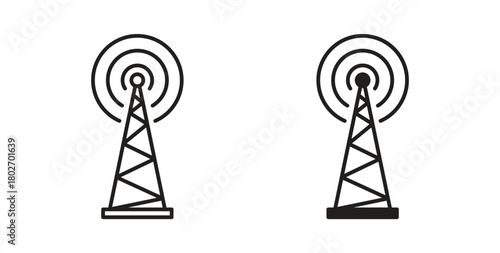 Broadcast icon flat vector illustration. Black Thin Line Icon Emblem Concept