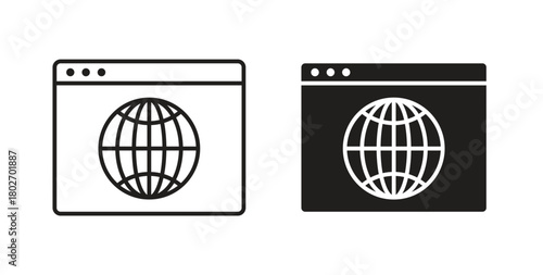 Browser icon flat vector illustration. Black Thin Line Icon Emblem Concept