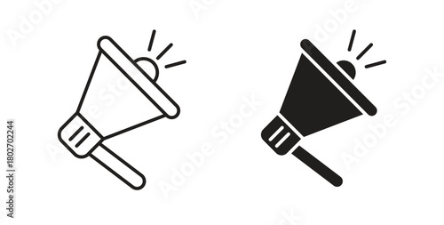 Bullhorn icon flat vector illustration. Black Thin Line Icon Emblem Concept