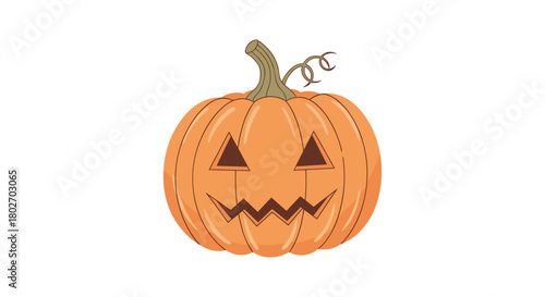 Halloween pumpkin with carved face on white background