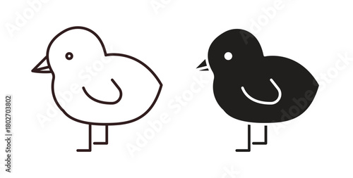 Chick icon flat vector illustration. Black Thin Line Icon Emblem Concept