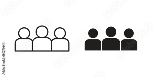 Community icon flat vector illustration. Black Thin Line Icon Emblem Concept