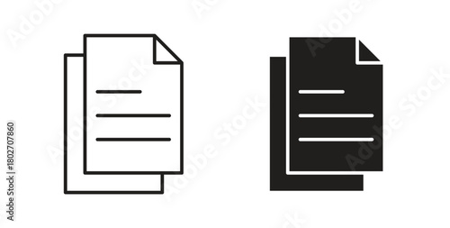 Copy icon flat vector illustration. Black Thin Line Icon Emblem Concept