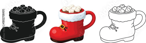 Festive christmas boot mug, perfect for holiday drinks, cozy moments, and winter celebrations
