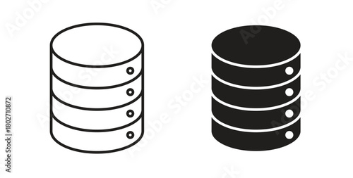 Database icon flat vector illustration. Black Thin Line Icon Emblem Concept