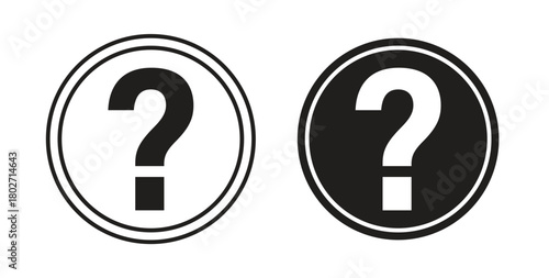 Doubts button icon flat vector illustration. Black Thin Line Icon Emblem Concept