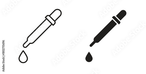 Dropper icon flat vector illustration. Black Thin Line Icon Emblem Concept