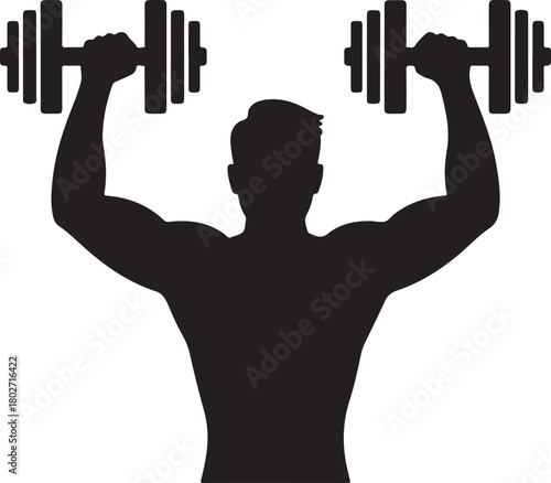 Silhouette of a man performing a dumbbell lift fitness icon