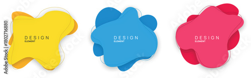 Set of three isolated abstract liquid irregular shapes for text or graphic elements