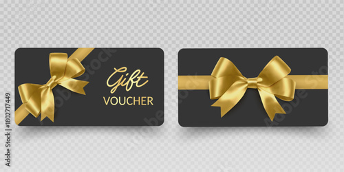 Blank Gift Cards and Vouchers with Red Ribbon Mockup