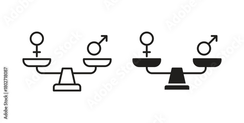 Equality icon flat vector illustration. Black Thin Line Icon Emblem Concept