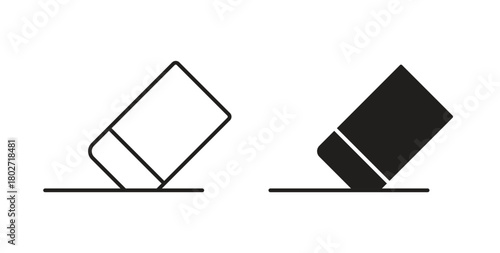 Eraser icon flat vector illustration. Black Thin Line Icon Emblem Concept