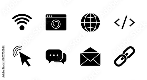 Minimalist technology icons set for web and communication