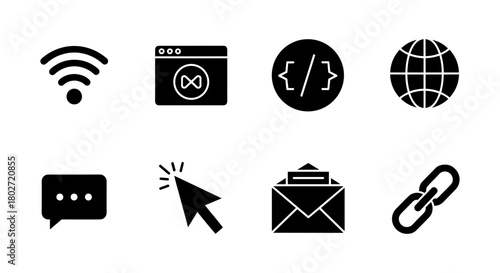 Essential communication and web icons set in flat design for digital interfaces