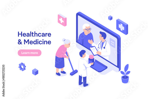 Isometric telemedicine consultation with elderly patients and healthcare professionals