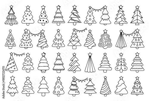 christmas trees holiday decoration set