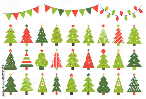 christmas trees holiday decoration set