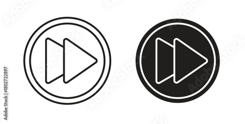 Fast forward icon flat vector illustration. Black Thin Line Icon Emblem Concept