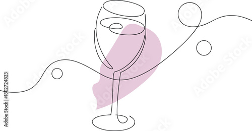 Wine glass abstract line art minimalist beverage