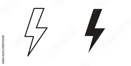 Flash icon flat vector illustration. Black Thin Line Icon Emblem Concept