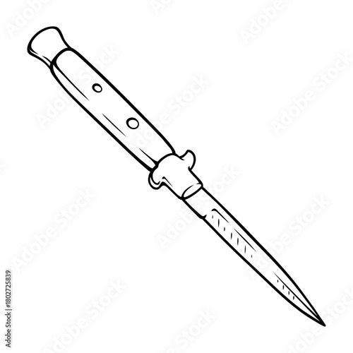 knife vector illustration with hand drawn line art