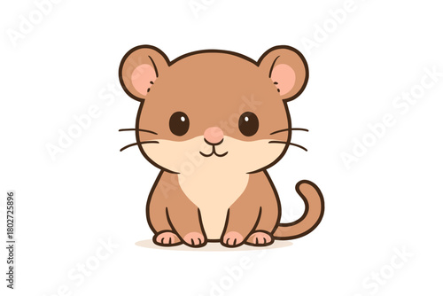 Cute cartoon mouse character with adorable expression on white background