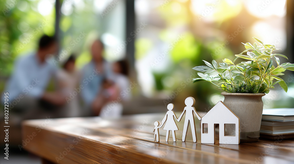 Obraz premium Family gathering scene blurred residential background lifestyle integration visual personal professional blend domestic harmony representation with copy space