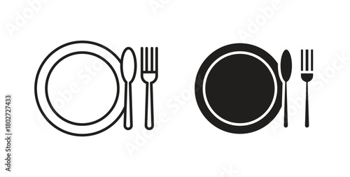 Food icon flat vector illustration. Black Thin Line Icon Emblem Concept