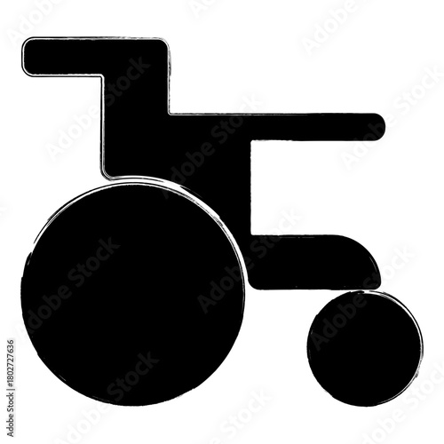 disabled person icon, brush strokes, vector illustration on white background.