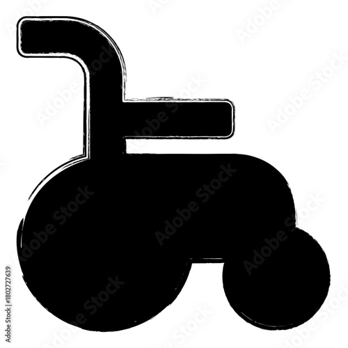 disabled person icon, brush strokes, vector illustration on white background.