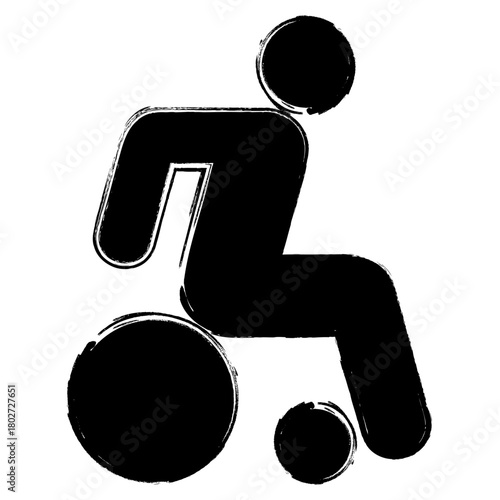 disabled person icon, brush strokes, vector illustration on white background.