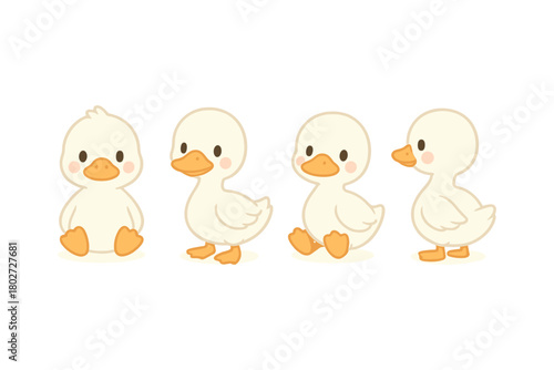 Cute cartoon ducks in minimalist style for kids' nursery decor