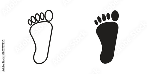 Foot icon flat vector illustration. Black Thin Line Icon Emblem Concept