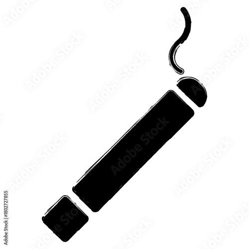 cigarette icon, brush strokes, vector illustration on white background.