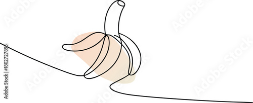 Minimalist peeled banana abstract art fruit food