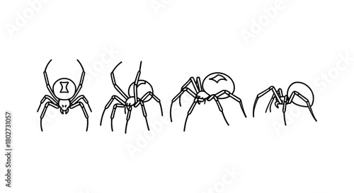 Simple linear spider icons set for web and design projects
