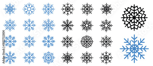 Create festive designs with this elegant snowflake collection. Perfect for winter holidays and seasonal backgrounds.
