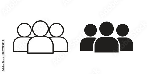 Group icon flat vector illustration. Black Thin Line Icon Emblem Concept