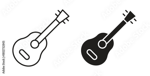 Guitar icon flat vector illustration. Black Thin Line Icon Emblem Concept
