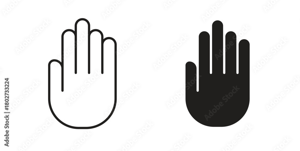 Obraz premium Hand icon flat vector illustration. Black Thin Line Icon Emblem Concept