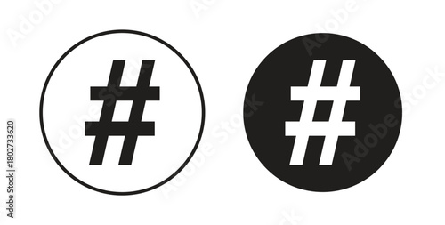 Hashtag icon flat vector illustration. Black Thin Line Icon Emblem Concept