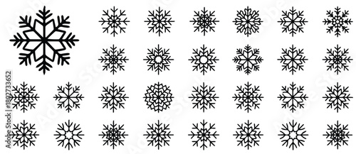 Elegant snowflake collection perfect for winter holiday promotions or creating festive Christmas and New Year designs now available for download